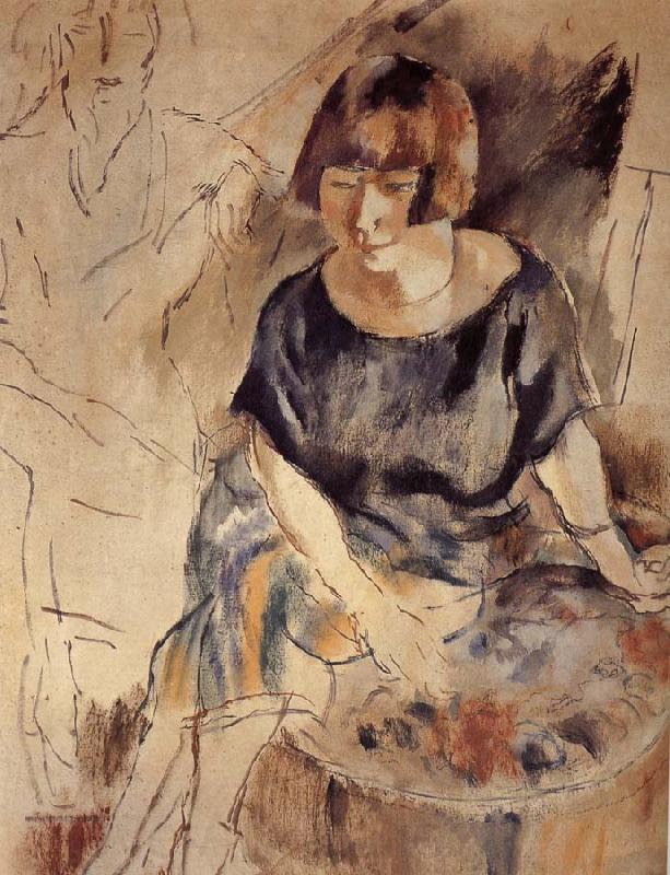 Jules Pascin Lucy and Aiermina are seated on the soft mat